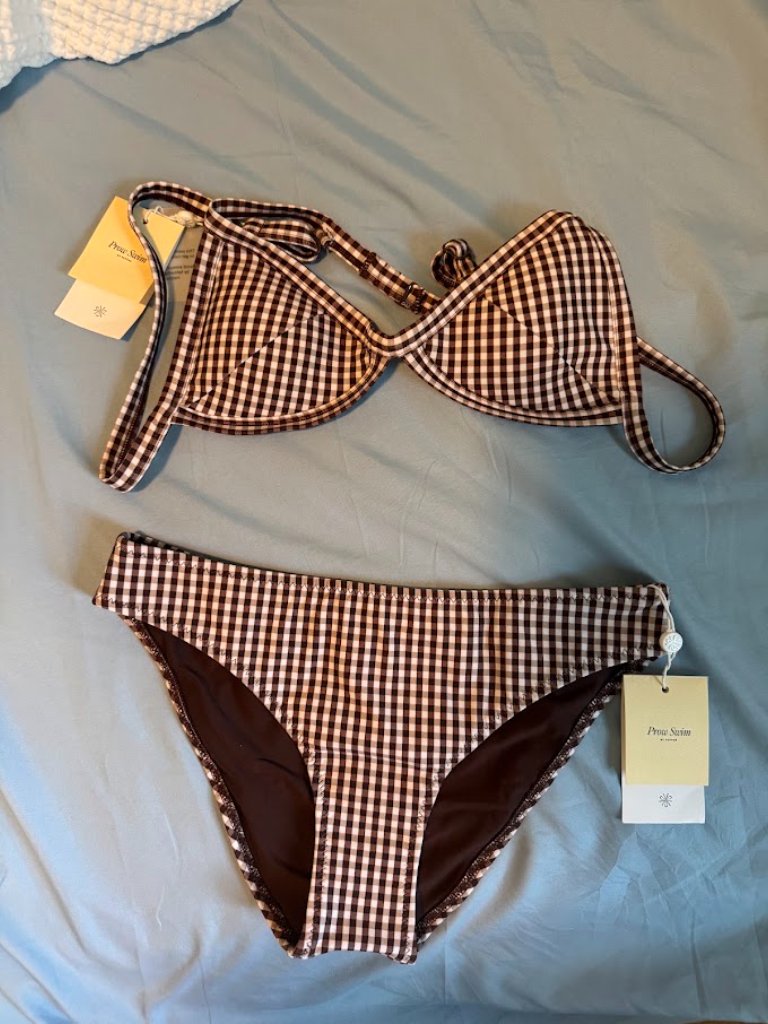 Pepper Swim Triangle Bikini Set And Bottom In Gingham — image 3 of 3